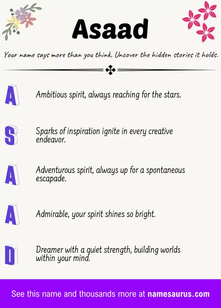 Acrostic poem about Asaad.