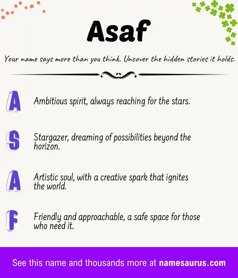 Acrostic poem about Asaf.