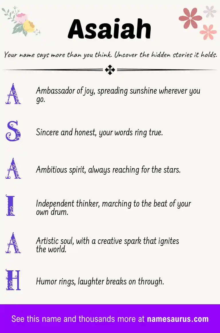 Acrostic poem about Asaiah.