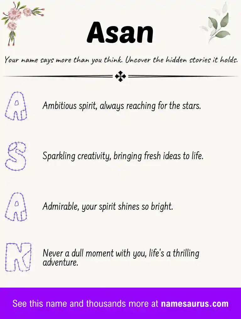 Acrostic poem about Asan.