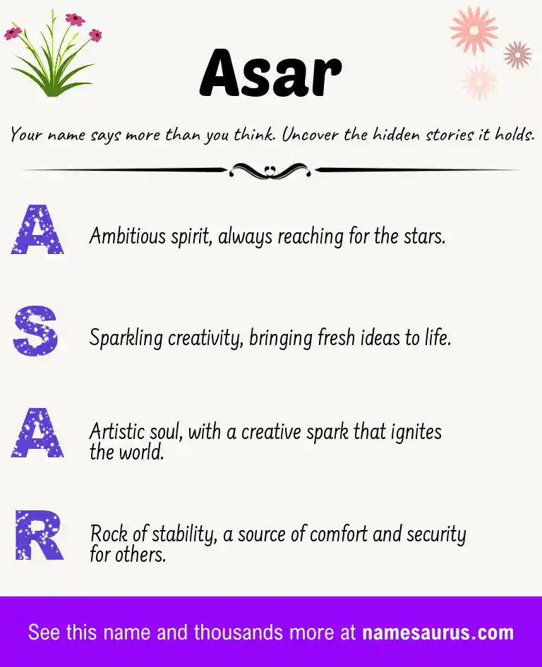 Acrostic poem about Asar.
