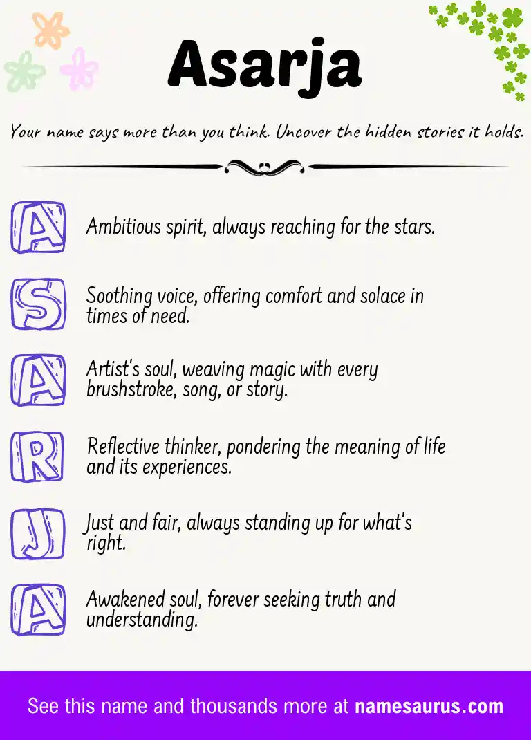 Acrostic poem about Asarja.