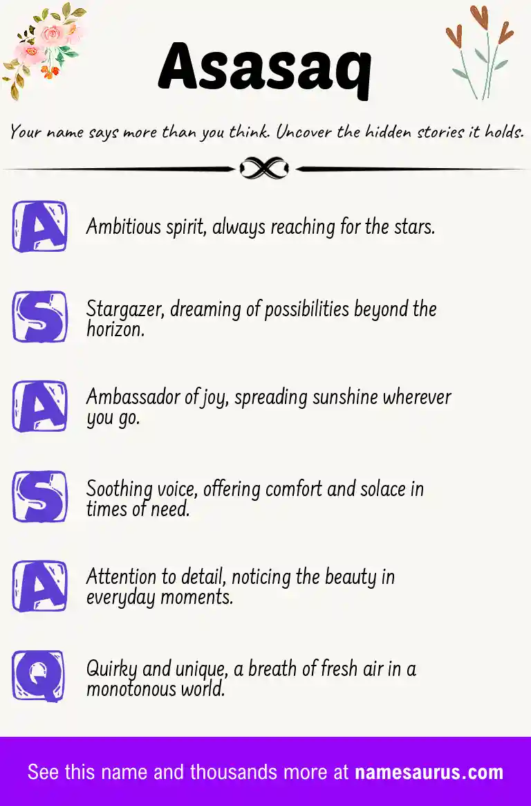 Acrostic poem about Asasaq.