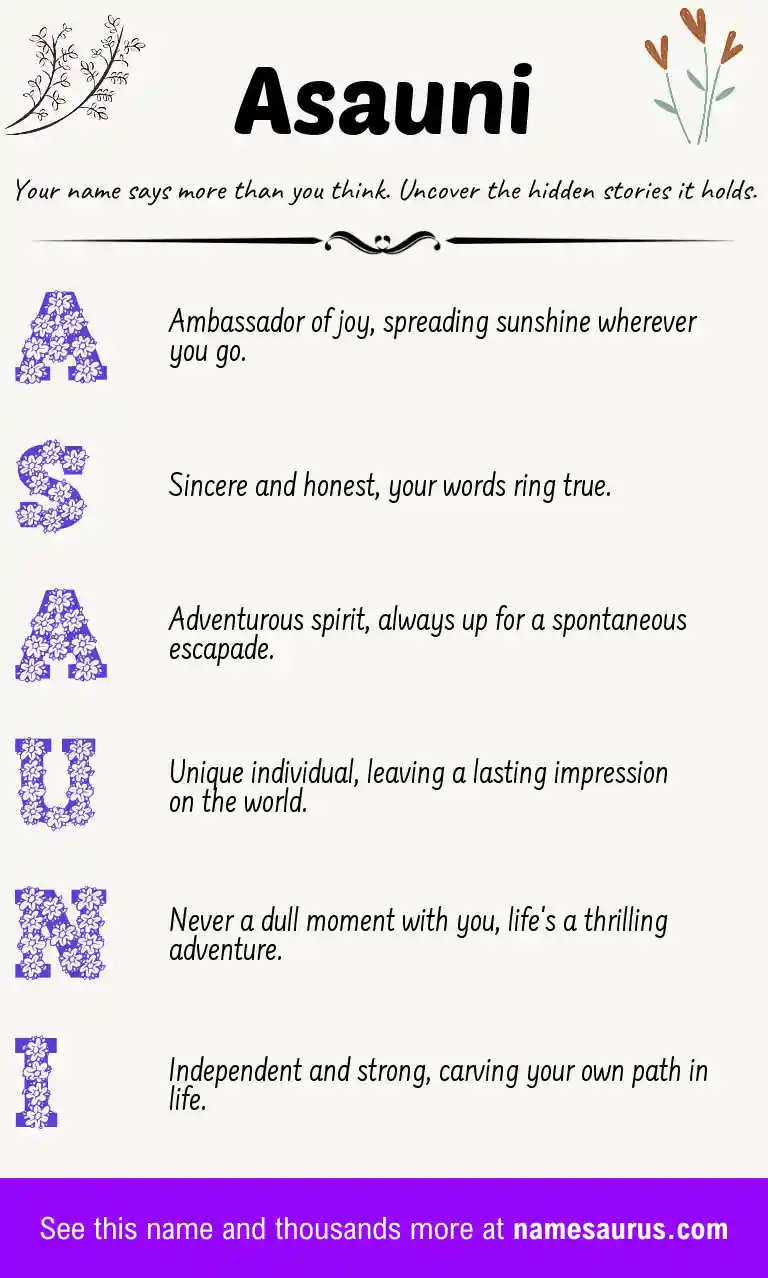 Acrostic poem about Asauni.