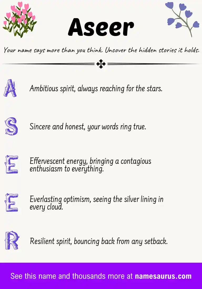 Acrostic poem about Aseer.