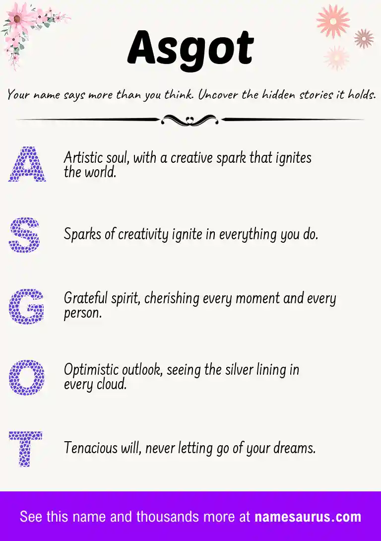 Acrostic poem about Asgot.
