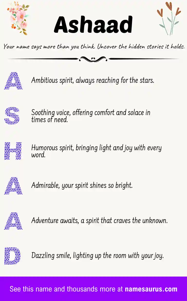 Acrostic poem about Ashaad.