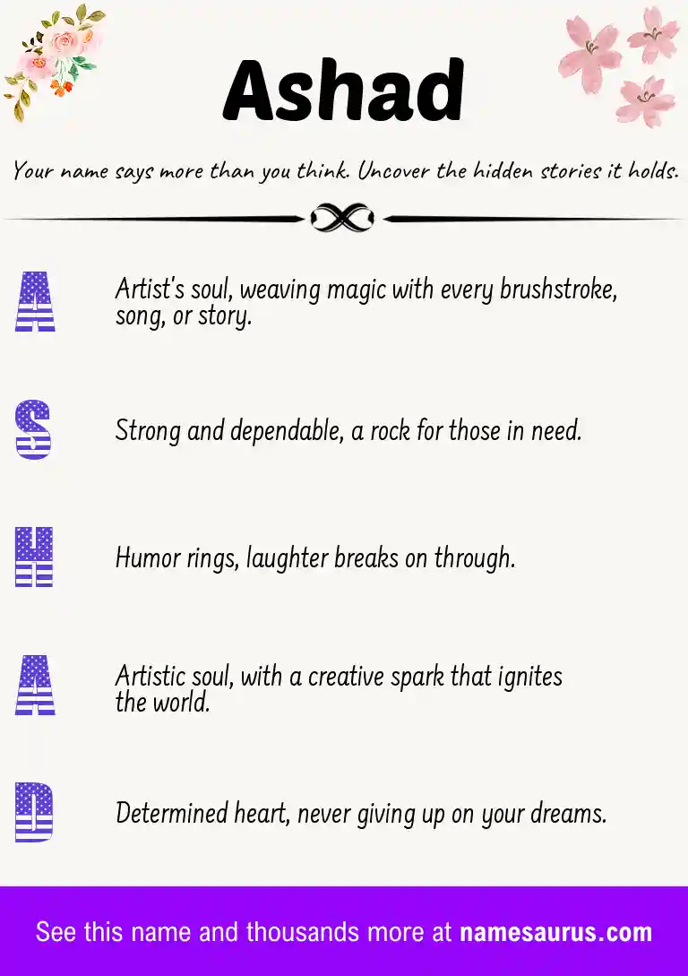Acrostic poem about Ashad.