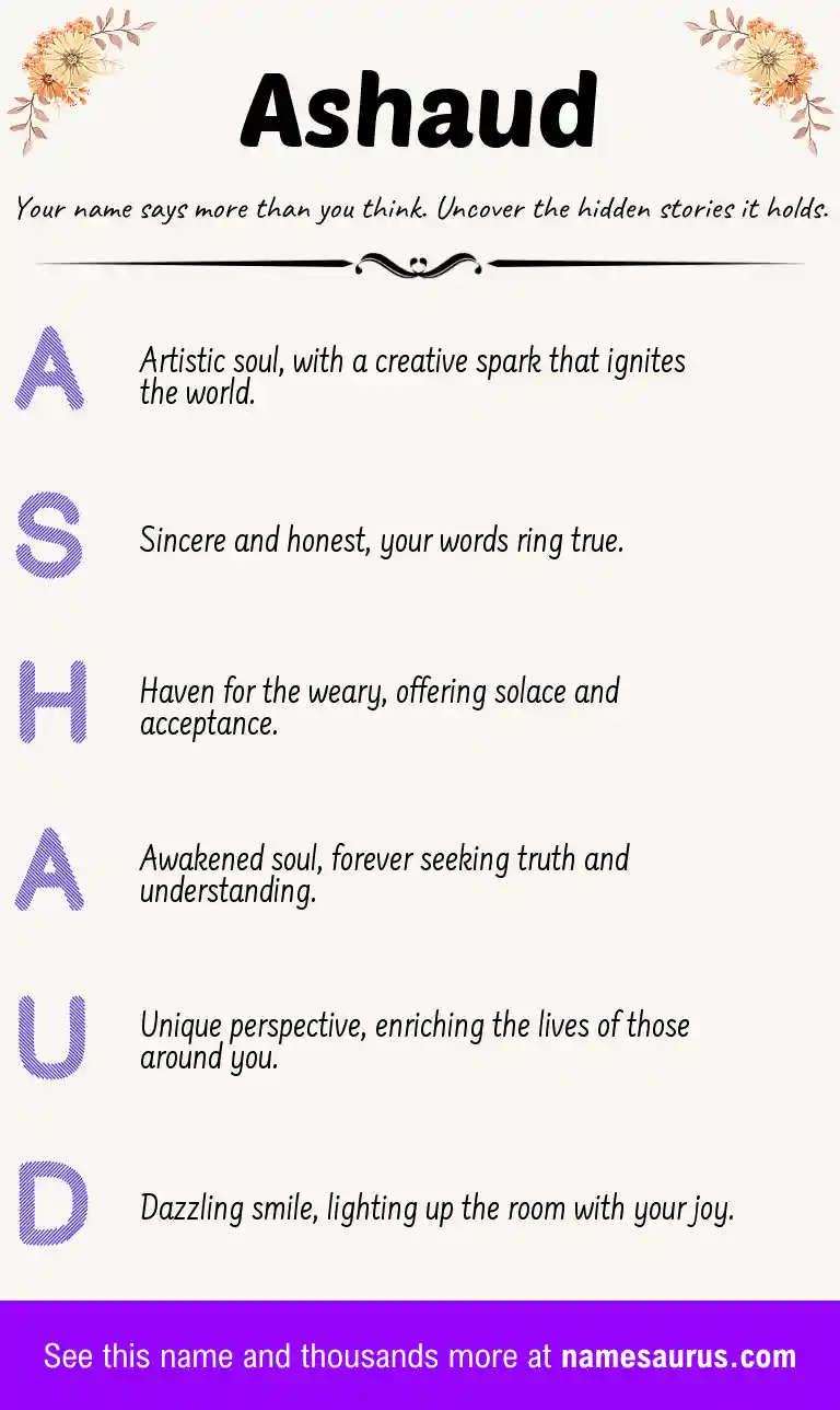 Acrostic poem about Ashaud.