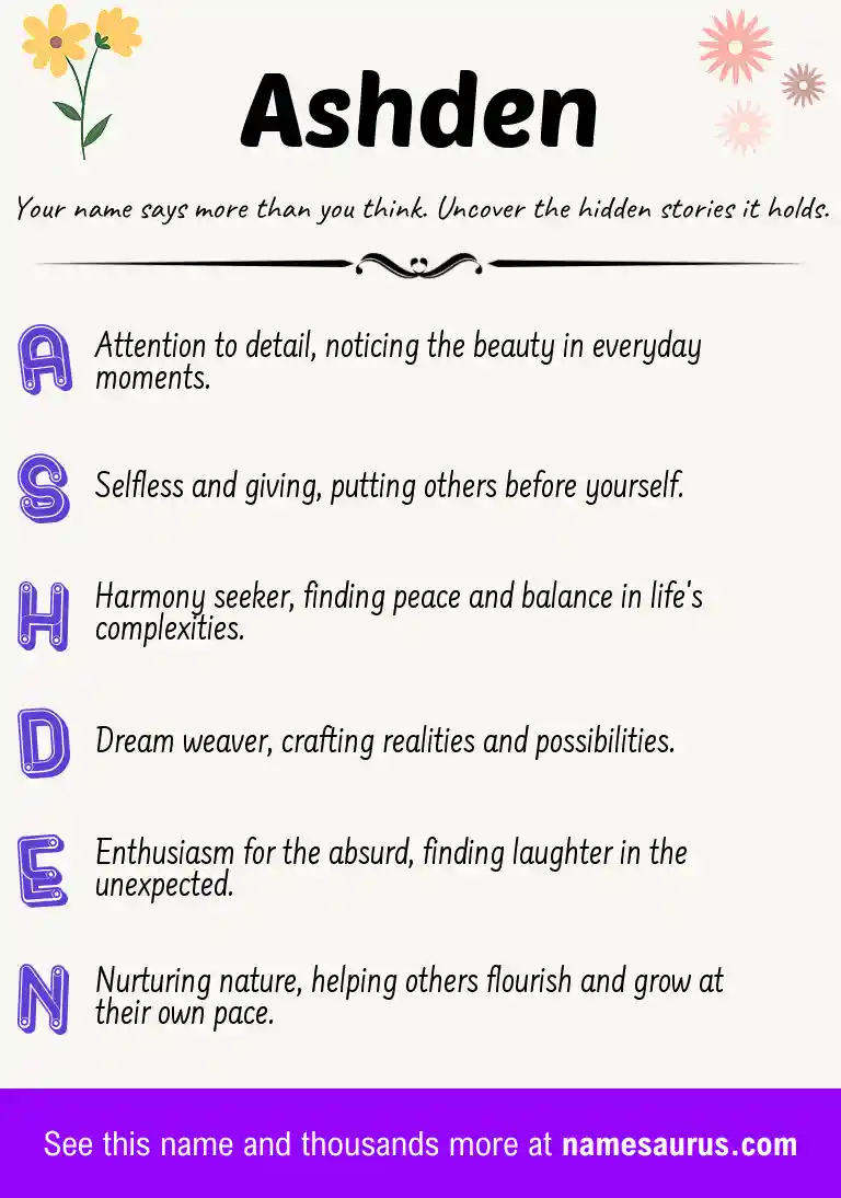 Acrostic poem about Ashden.