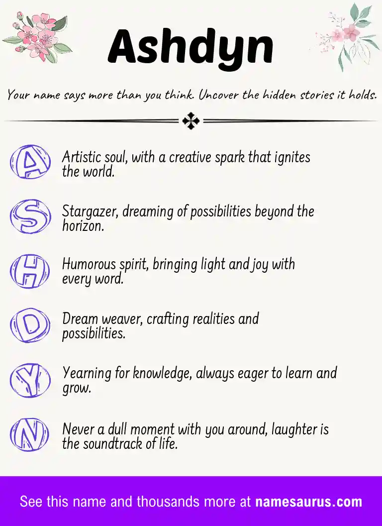 Acrostic poem about Ashdyn.