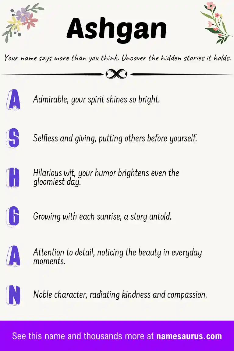Acrostic poem about Ashgan.