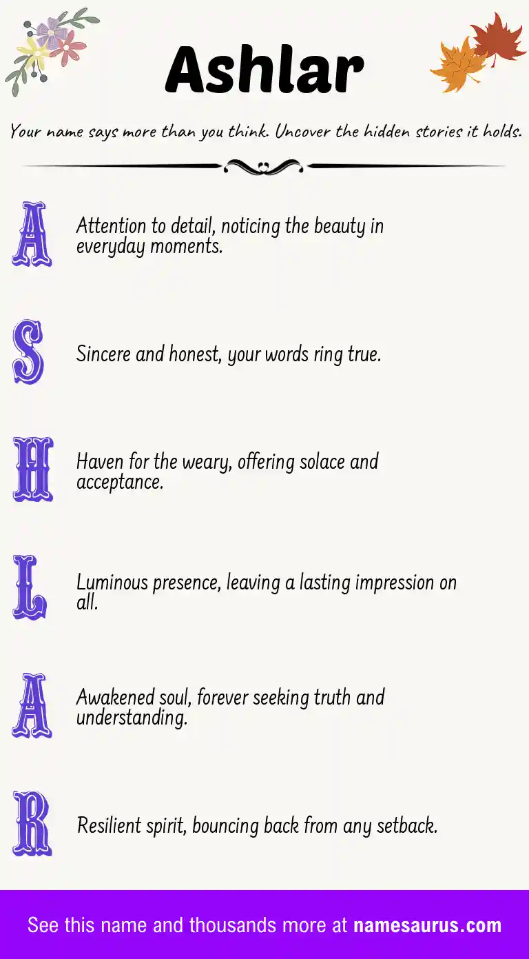 Acrostic poem about Ashlar.