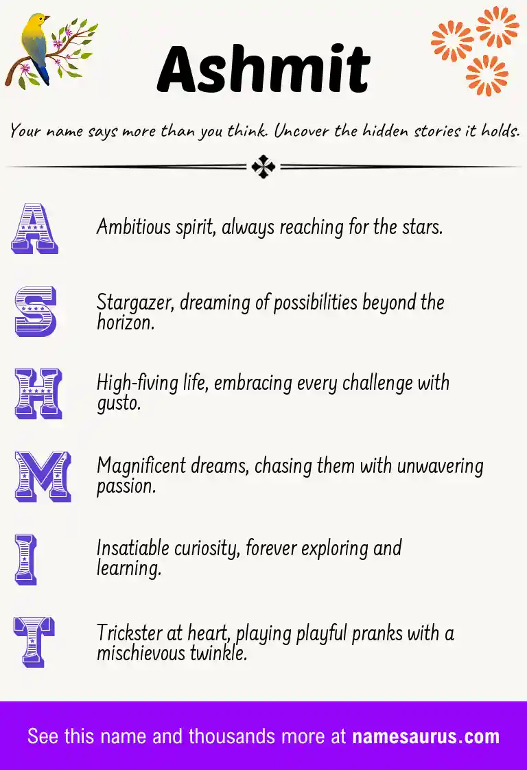 Acrostic poem about Ashmit.