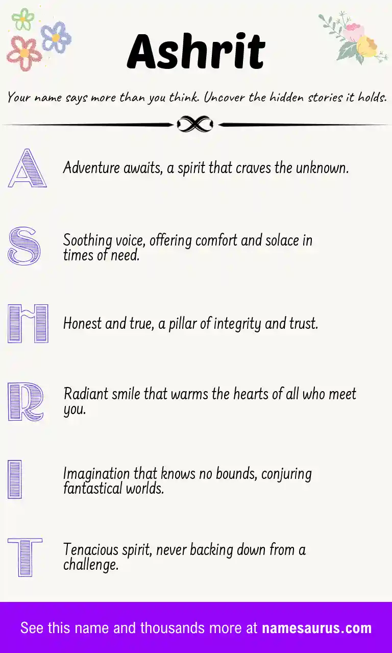 Acrostic poem about Ashrit.