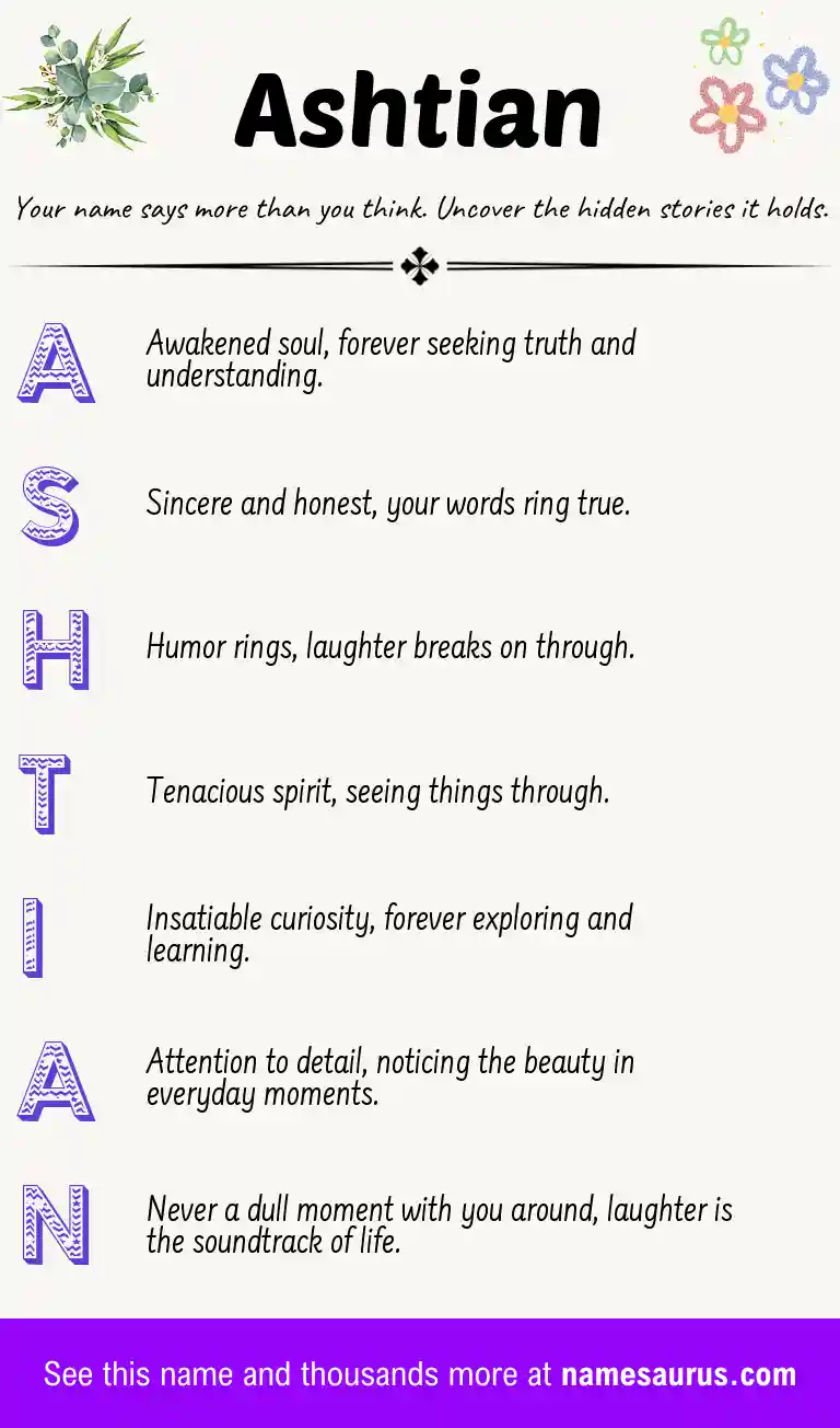 Acrostic poem about Ashtian.