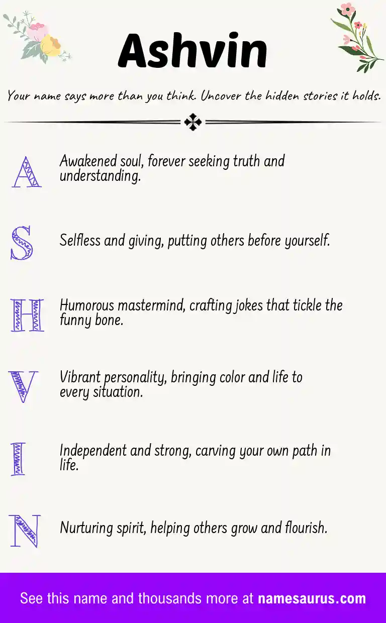 Acrostic poem about Ashvin.