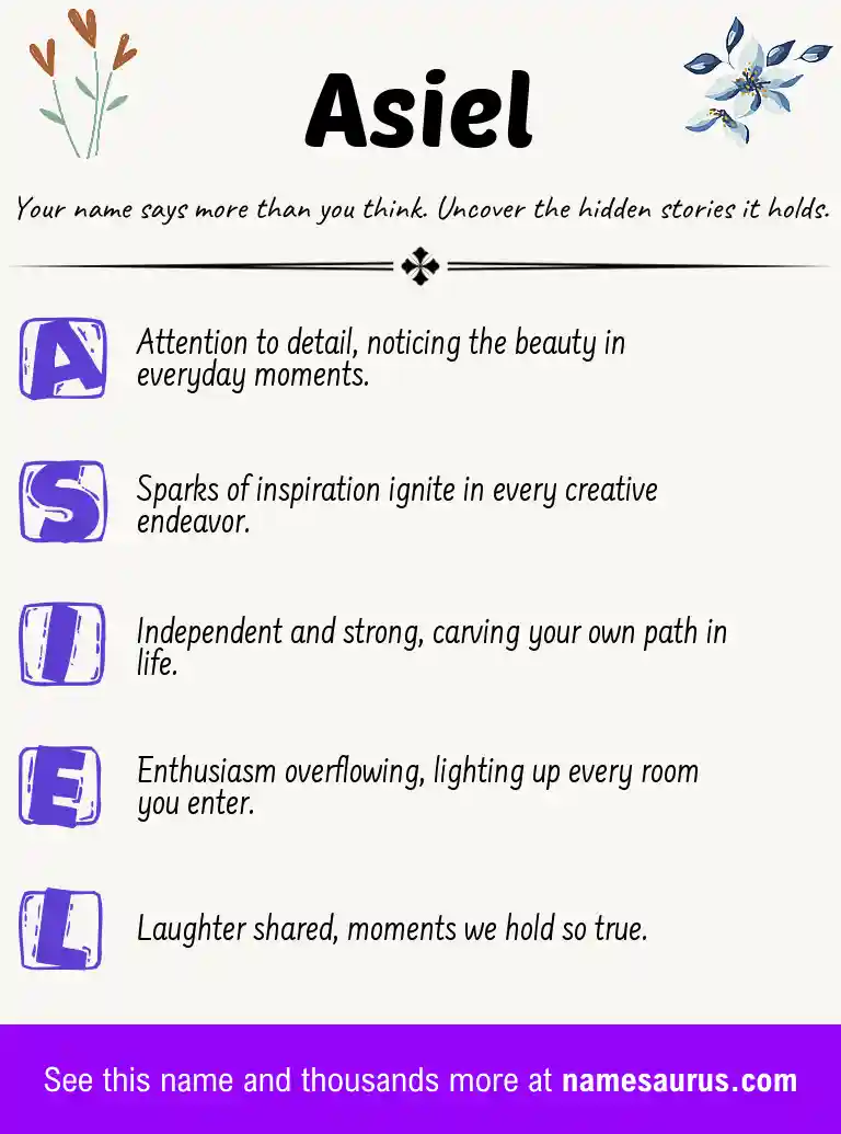 Acrostic poem about Asiel.
