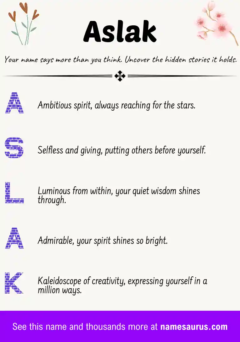 Acrostic poem about Aslak.