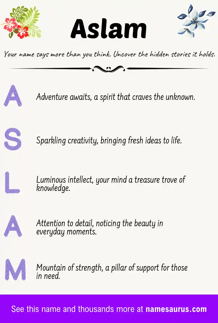 Acrostic poem about Aslam.