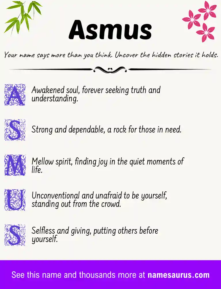 Acrostic poem about Asmus.
