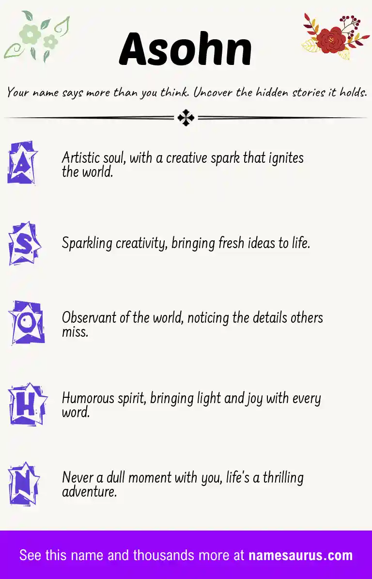 Acrostic poem about Asohn.