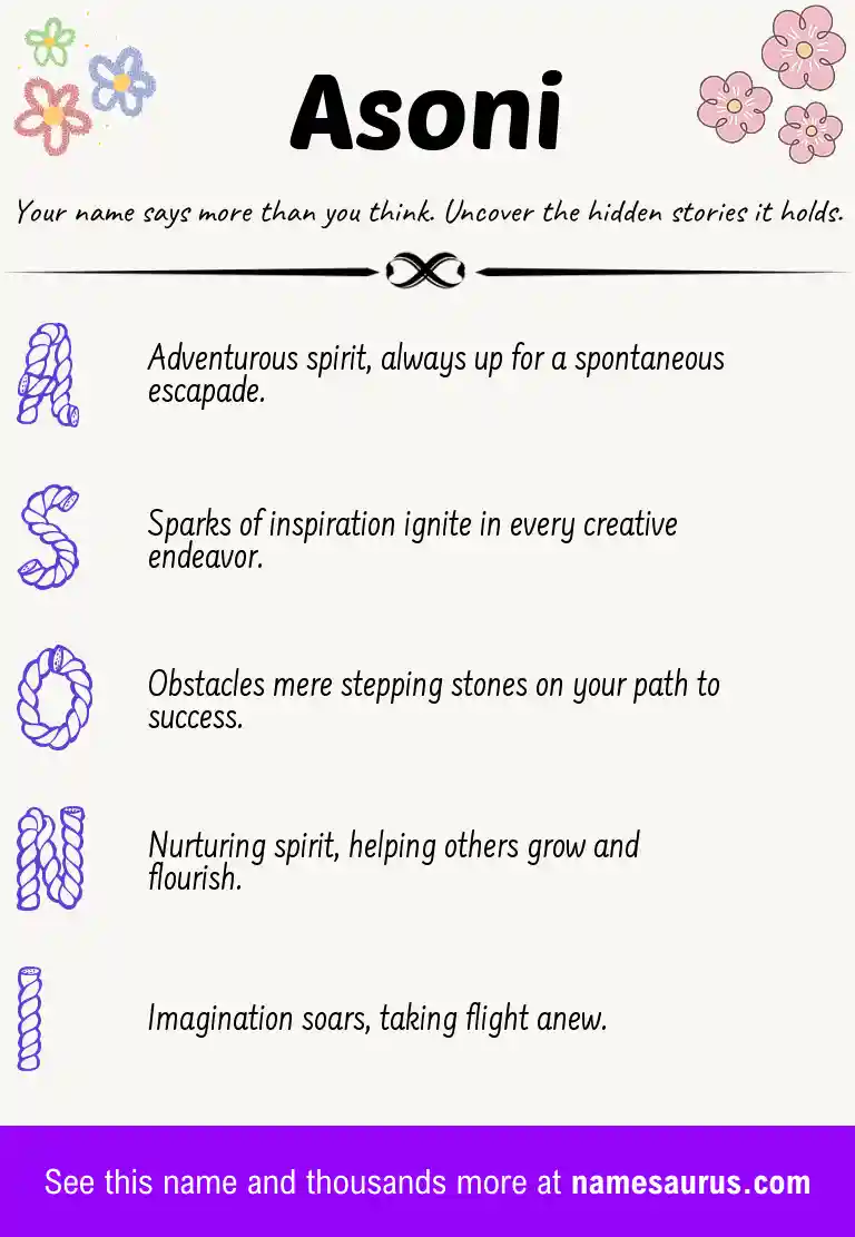 Acrostic poem about Asoni.