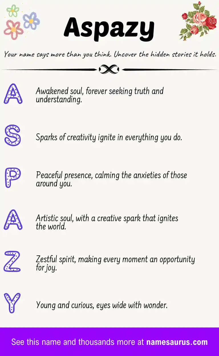 Acrostic poem about Aspazy.