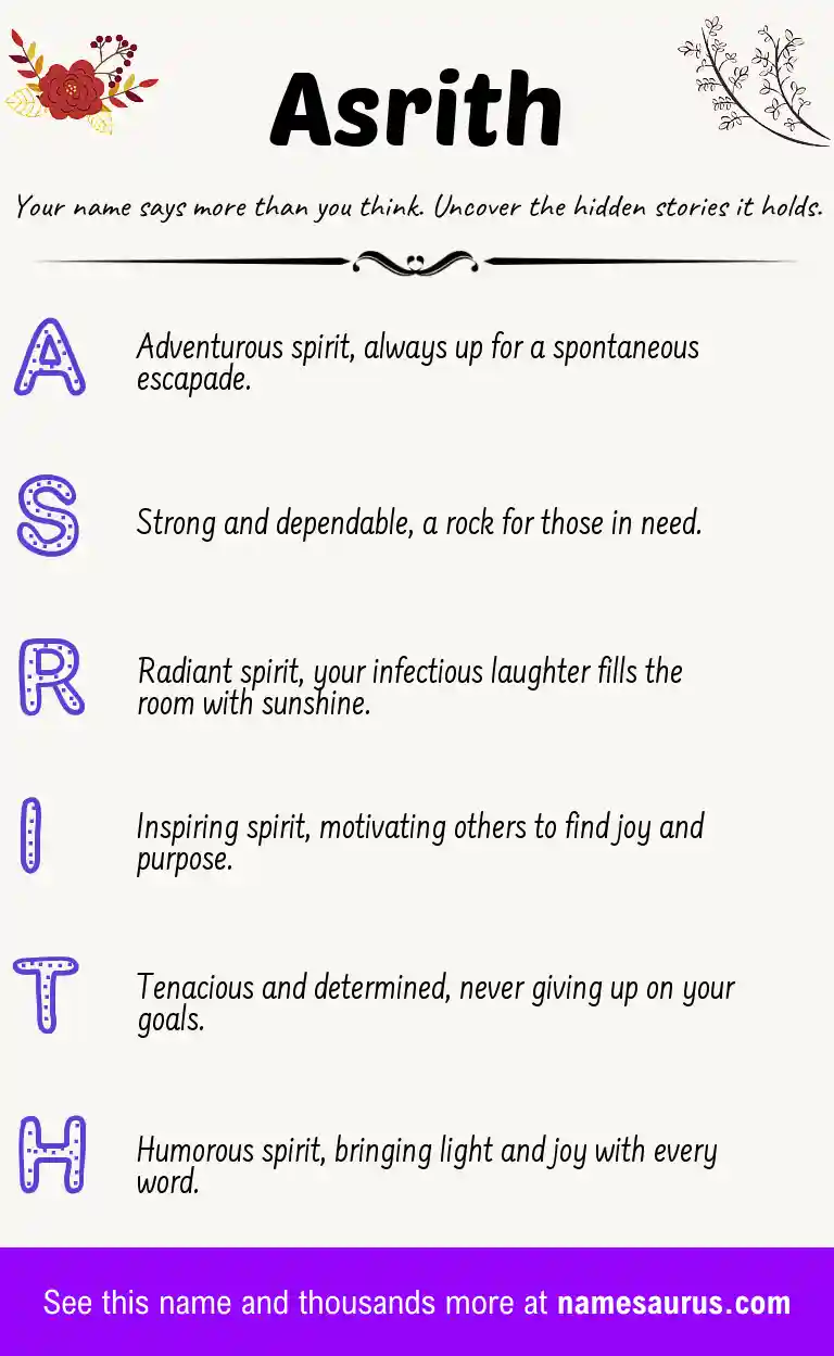Acrostic poem about Asrith.