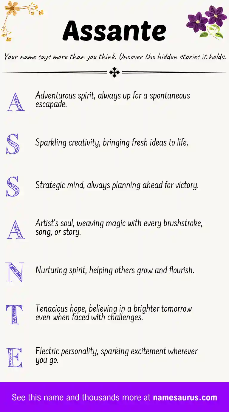 Acrostic poem about Assante.
