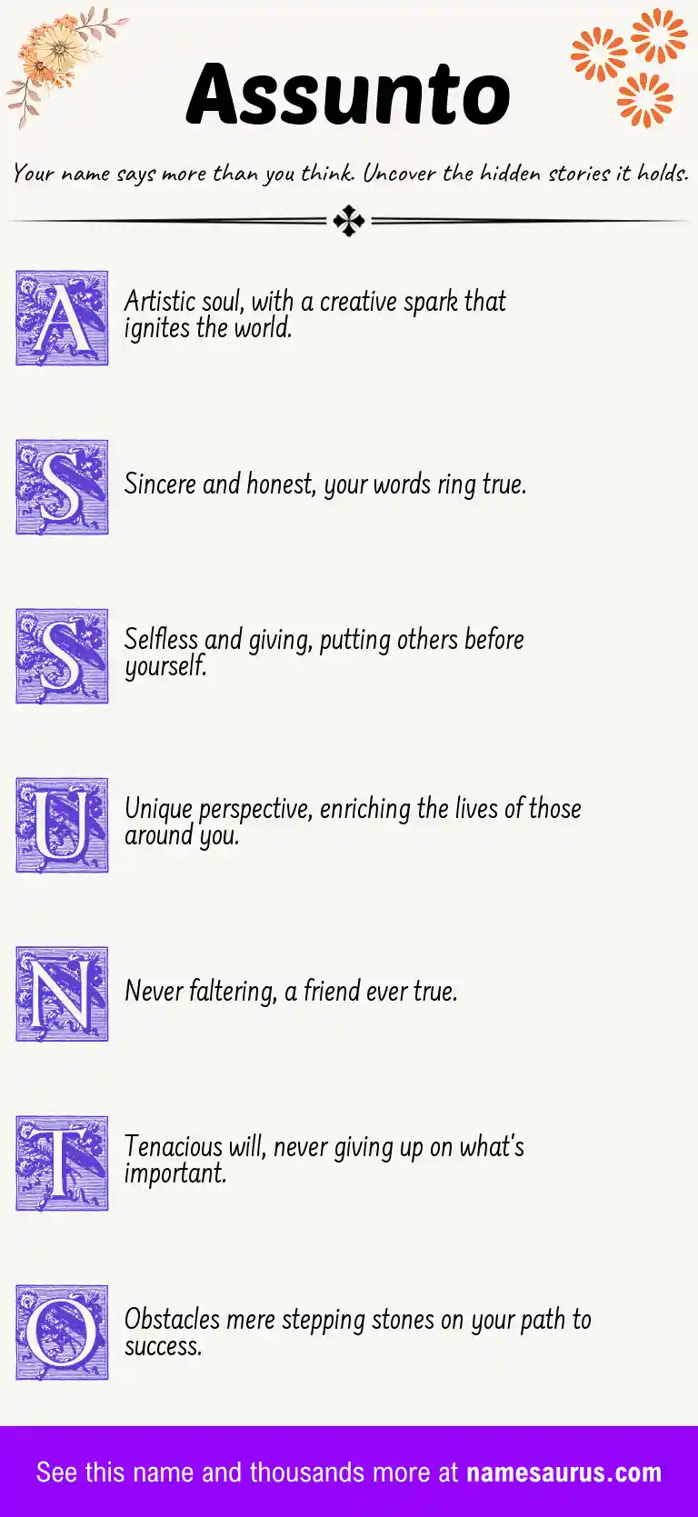 Acrostic poem about Assunto.