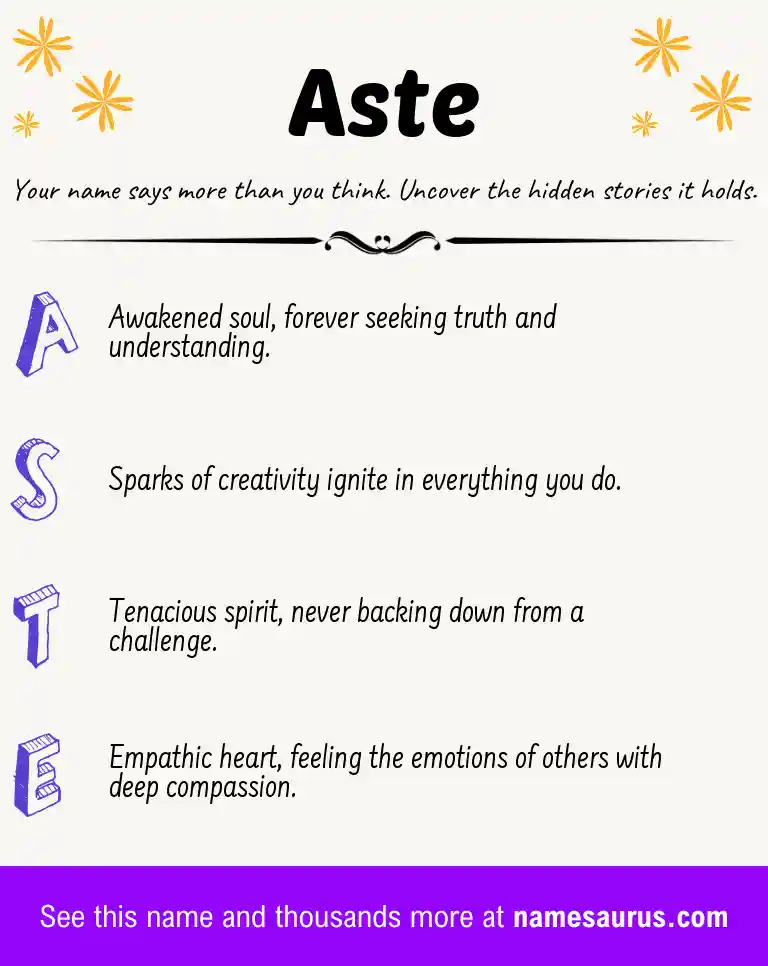 Acrostic poem about Aste.