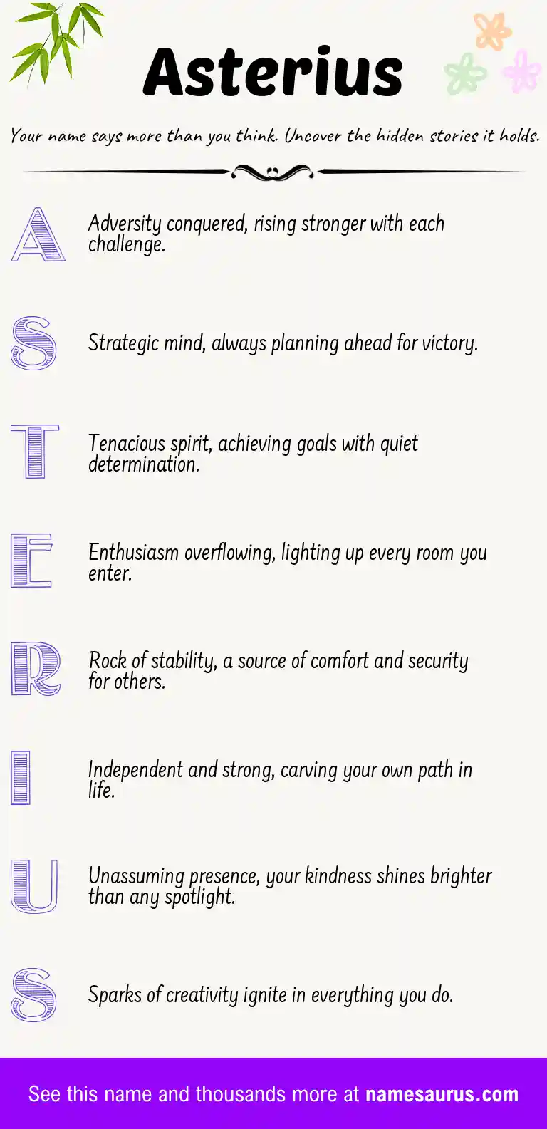 Acrostic poem about Asterius.