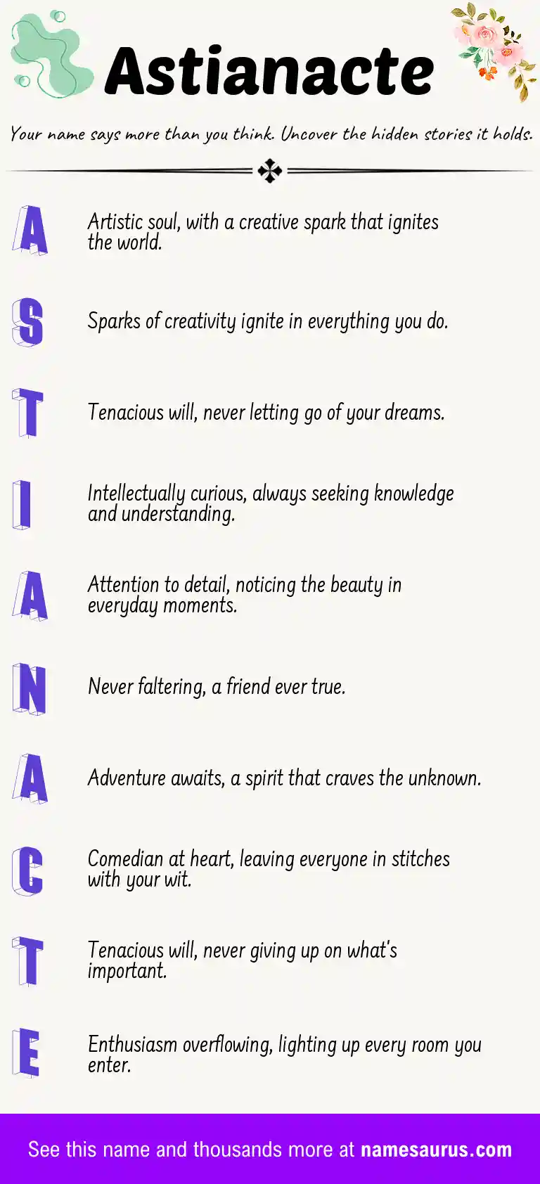 Acrostic poem about Astianacte.
