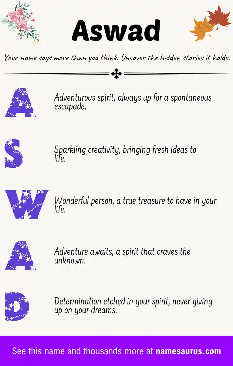 Acrostic poem about Aswad.