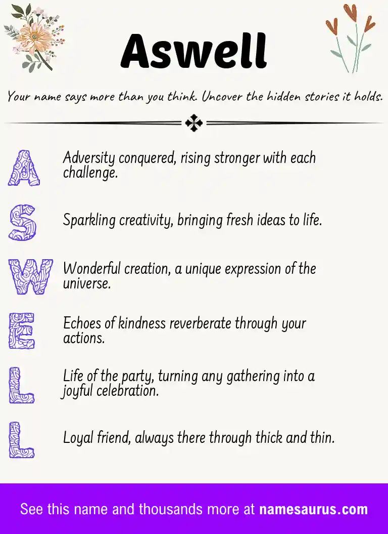 Acrostic poem about Aswell.