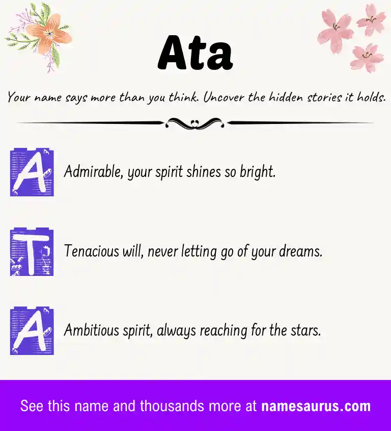 Acrostic poem about Ata.