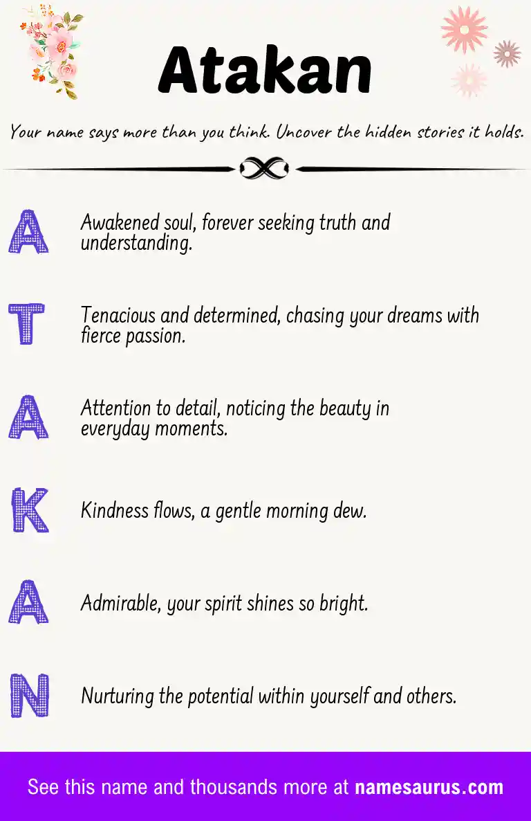 Acrostic poem about Atakan.