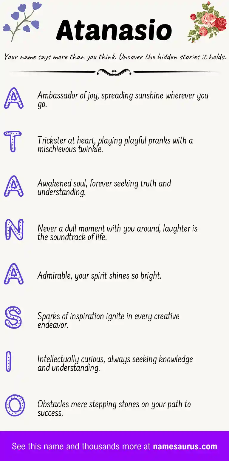Acrostic poem about Atanasio.
