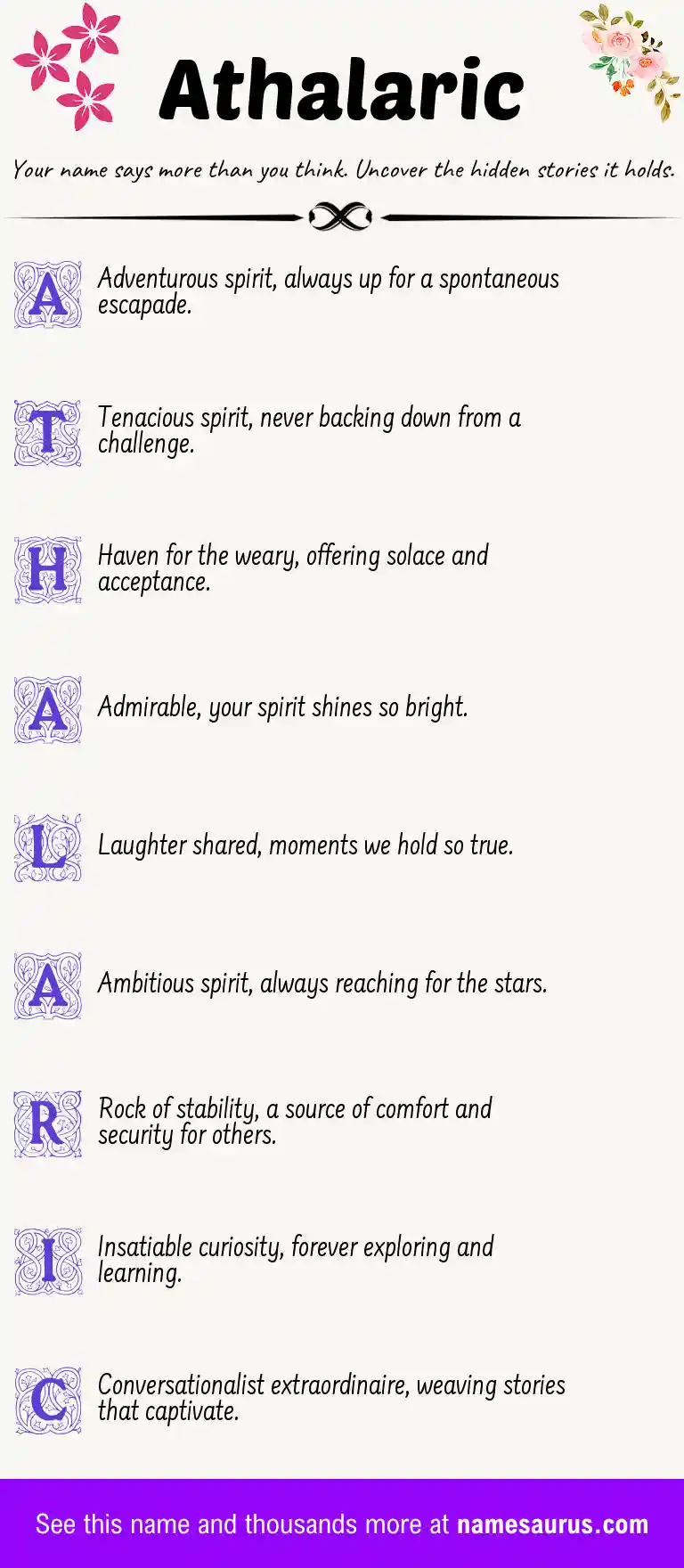 Acrostic poem about Athalaric.