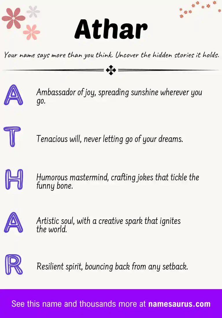 Acrostic poem about Athar.