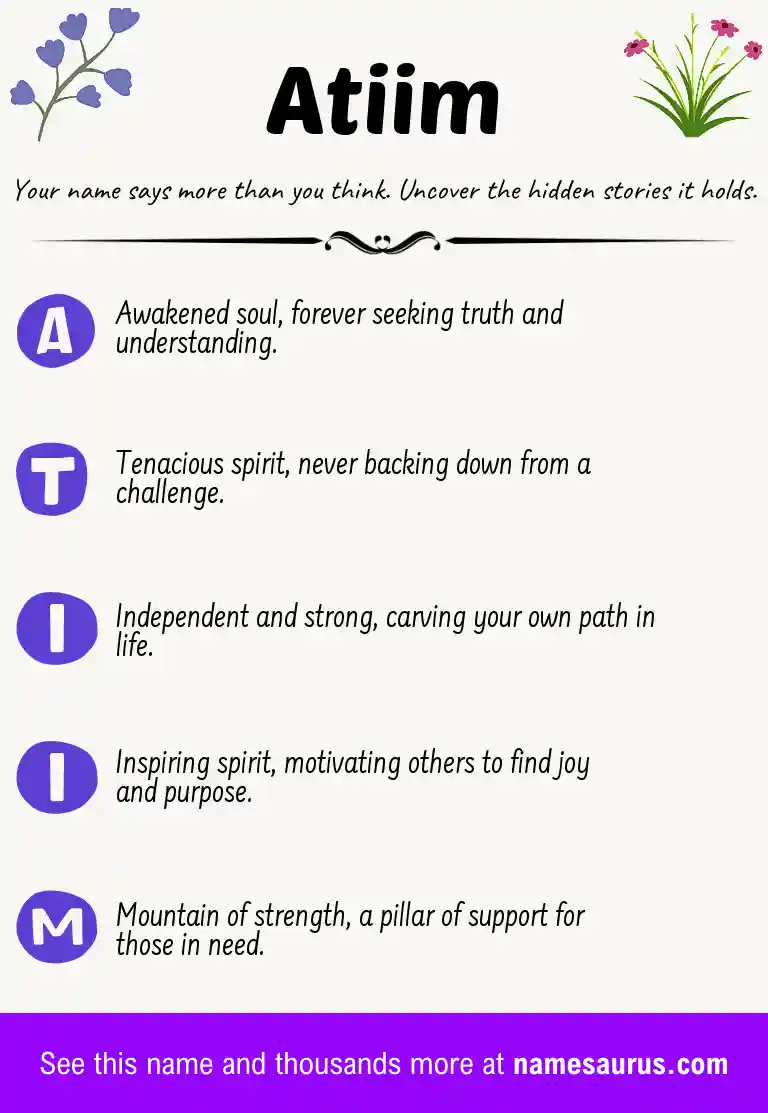 Acrostic poem about Atiim.
