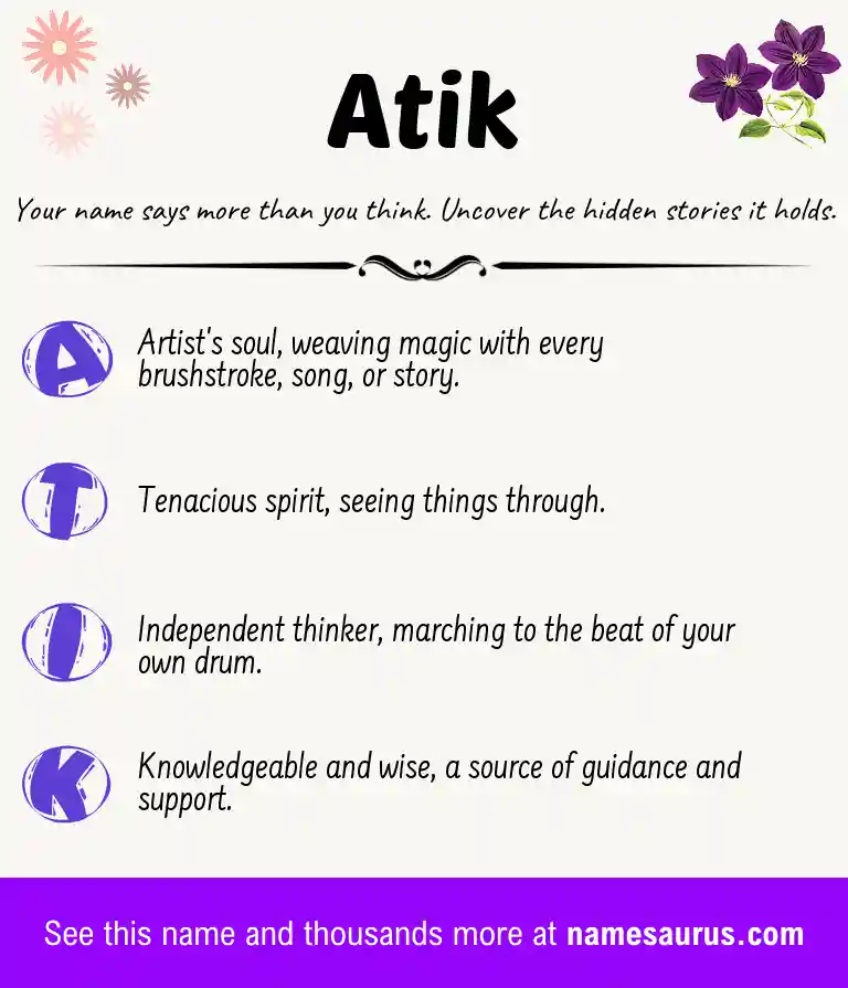 Acrostic poem about Atik.