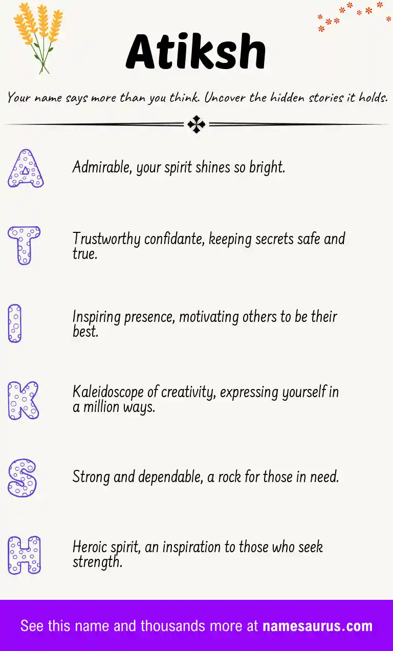 Acrostic poem about Atiksh.
