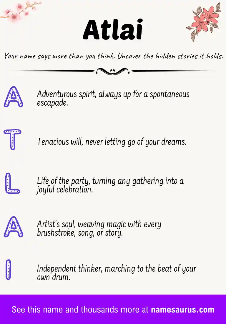Acrostic poem about Atlai.