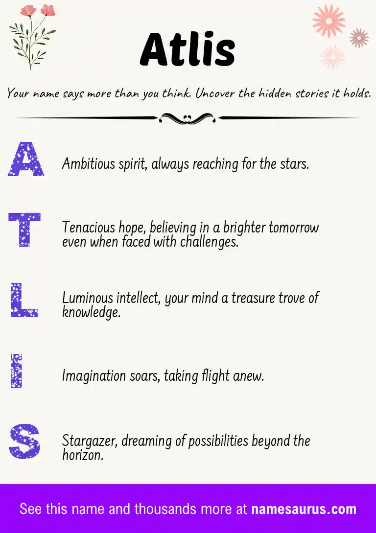 Acrostic poem about Atlis.