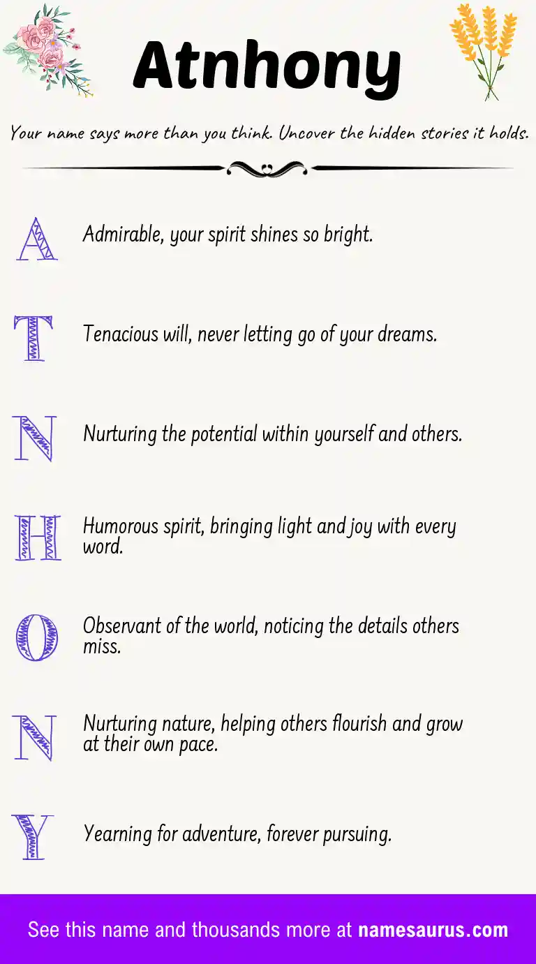 Acrostic poem about Atnhony.