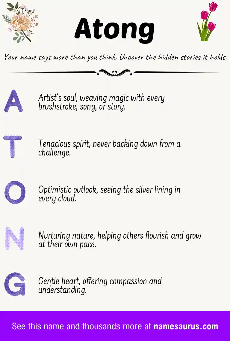 Acrostic poem about Atong.