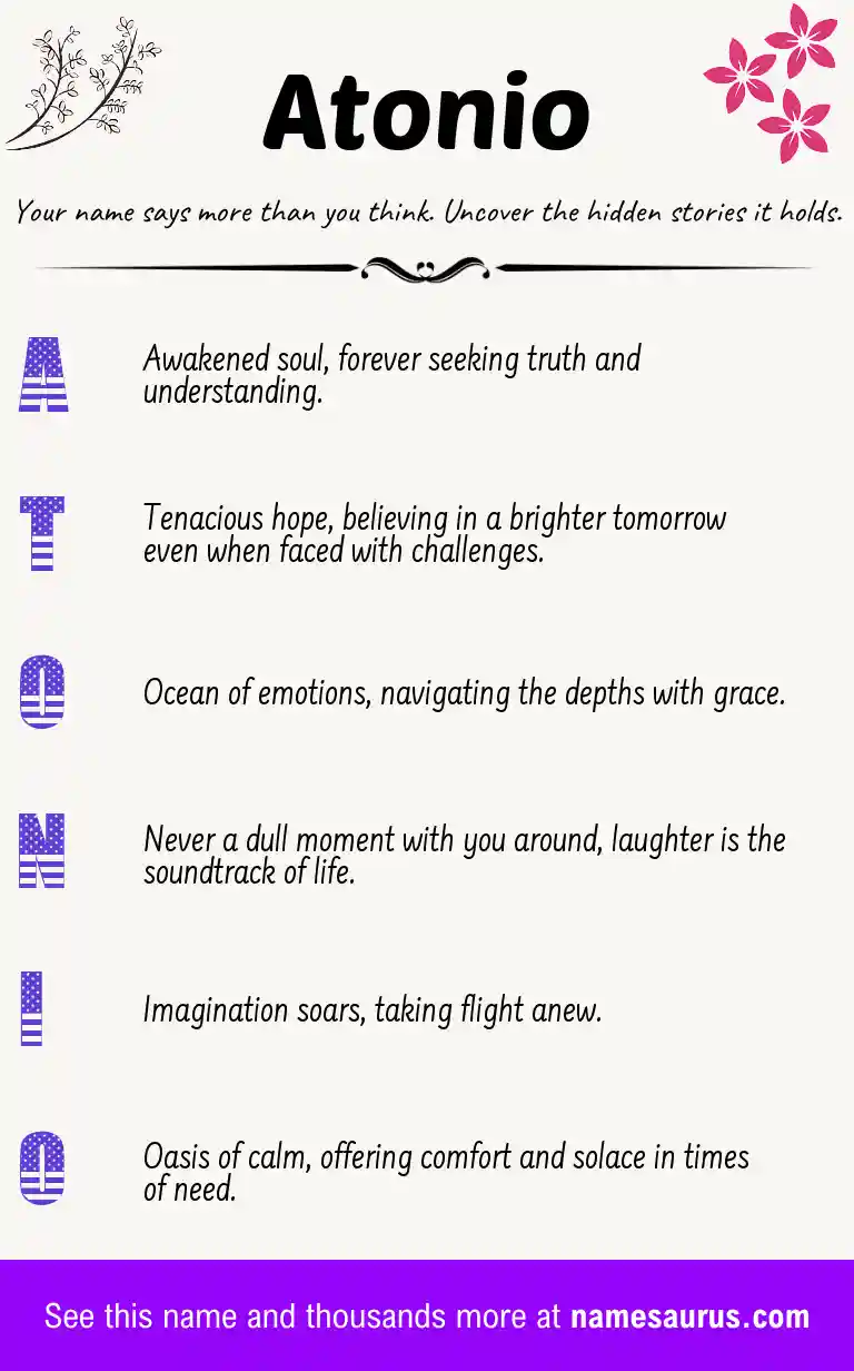 Acrostic poem about Atonio.