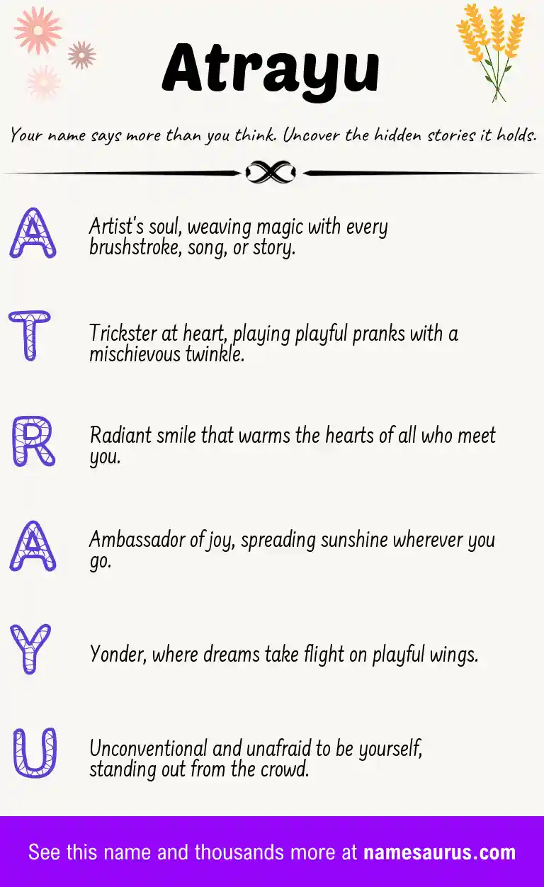 Acrostic poem about Atrayu.